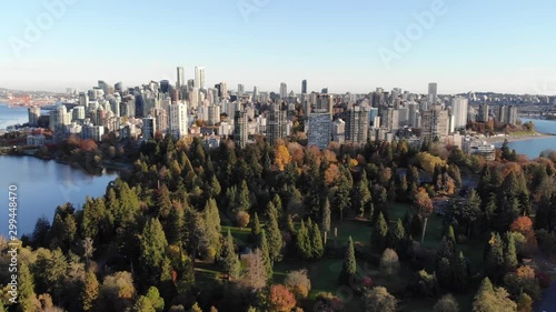 autumn aerial of downtown vancouver