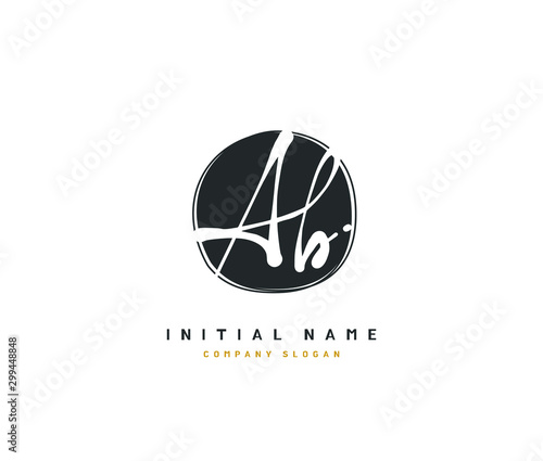 A B AB Beauty vector initial logo, handwriting logo of initial signature, wedding, fashion, jewerly, boutique, floral and botanical with creative template for any company or business.