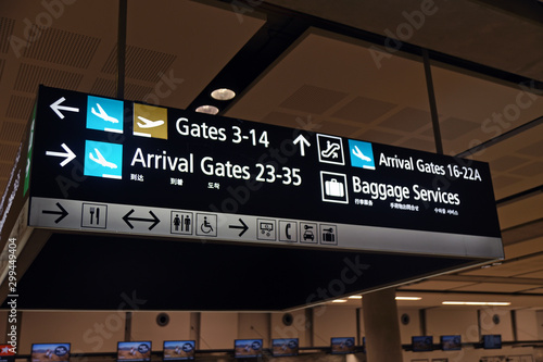 airport signage - international and domestic flights