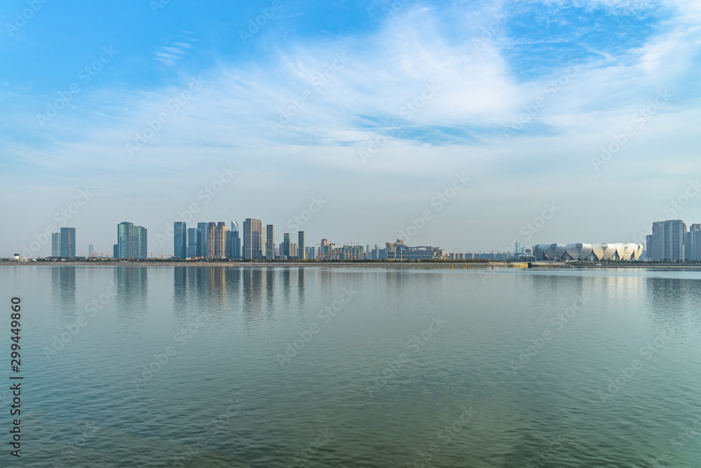 modern city waterfront downtown skyline,China. modern city waterfront downtown skyline,China.