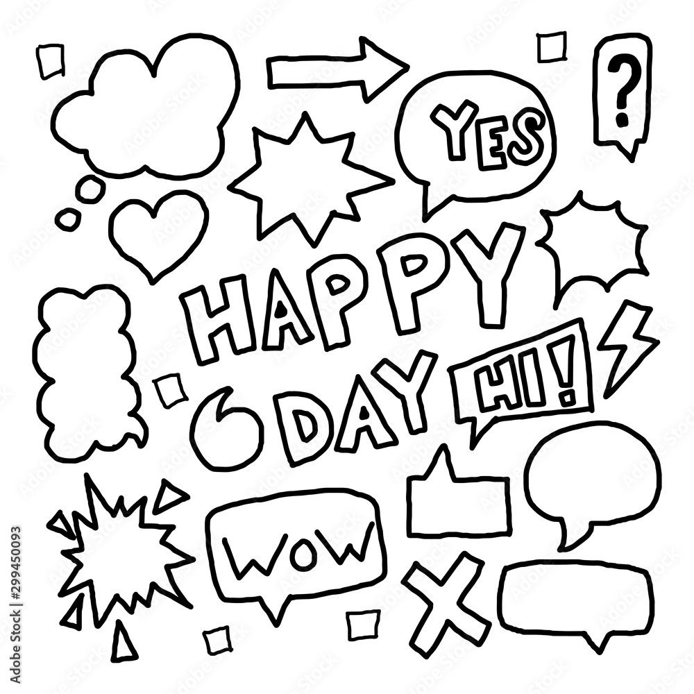 bubble speech happy day doodle style. design sketch bubbles. bubble speech happy day doodle style. design sketch bubbles.