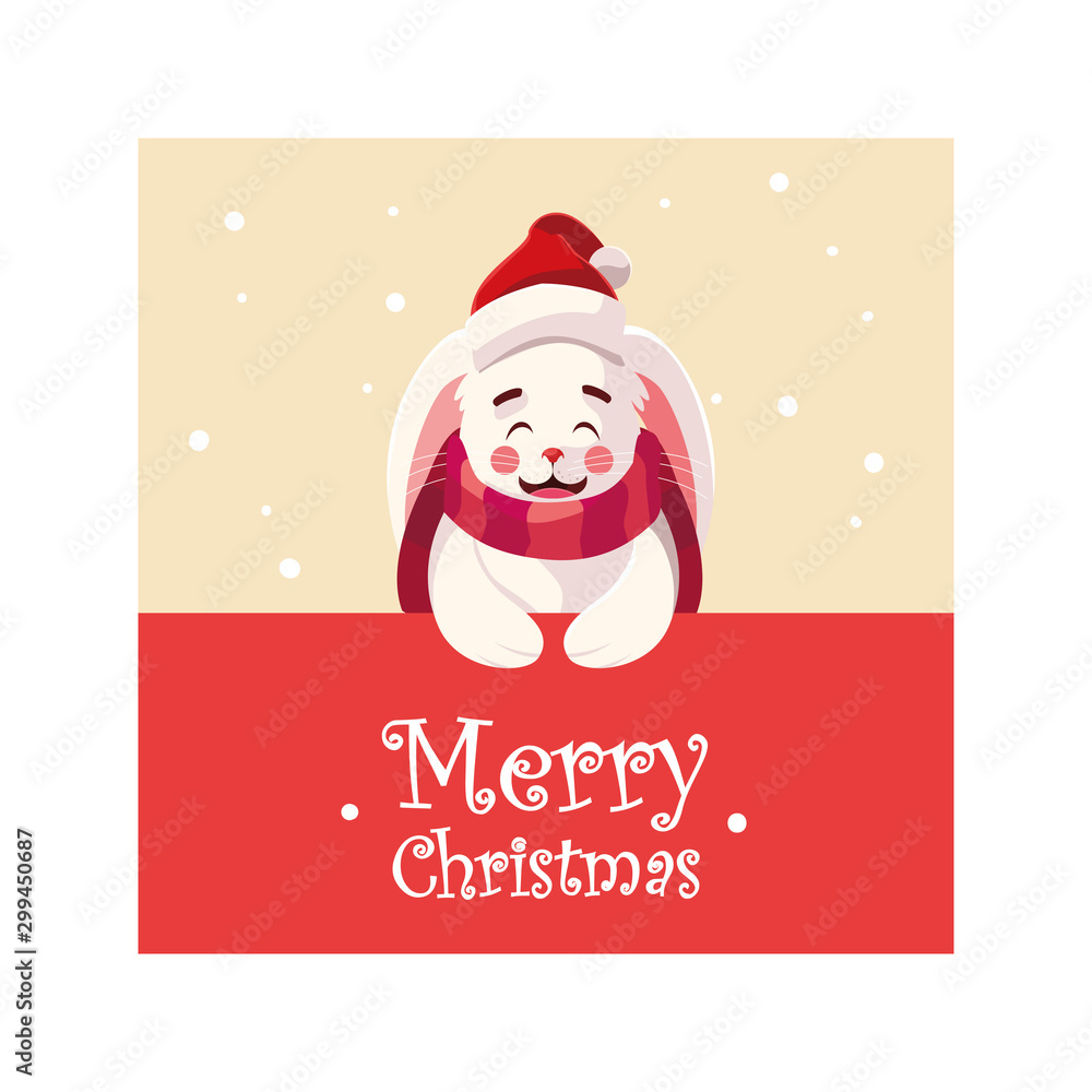 Merry christmas rabbit cartoon vector design Merry christmas rabbit cartoon vector design
