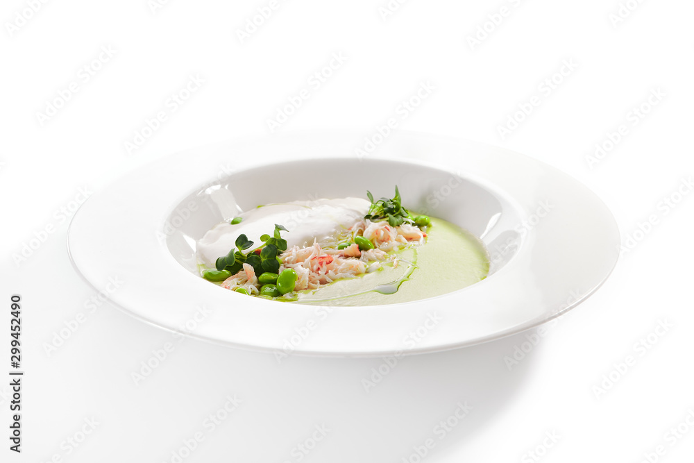Green Pea Soup with Crab and Coconut Espuma Green Pea Soup with Crab and Coconut Espuma