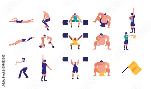 Variety sport icon set pack vector design