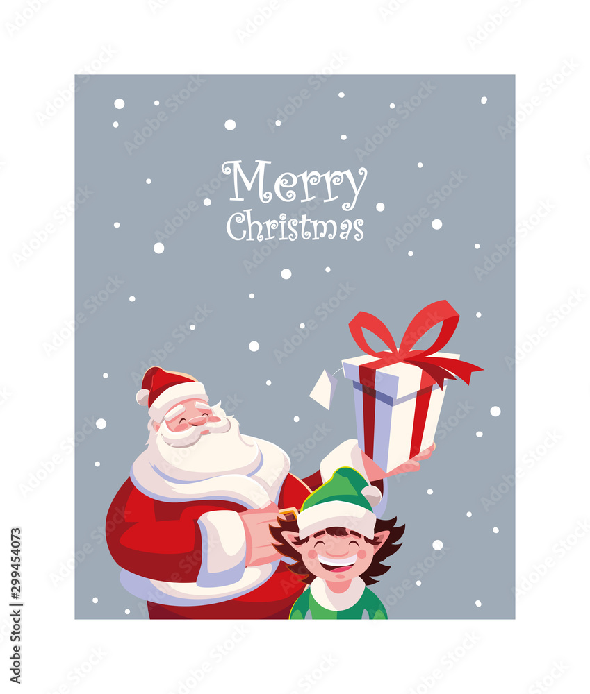 Merry christmas santa claus and elf vector design Merry christmas santa claus and elf vector design