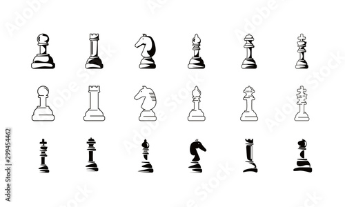 Variety chess icon set pack vector design