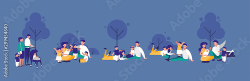 Family members outside vector design