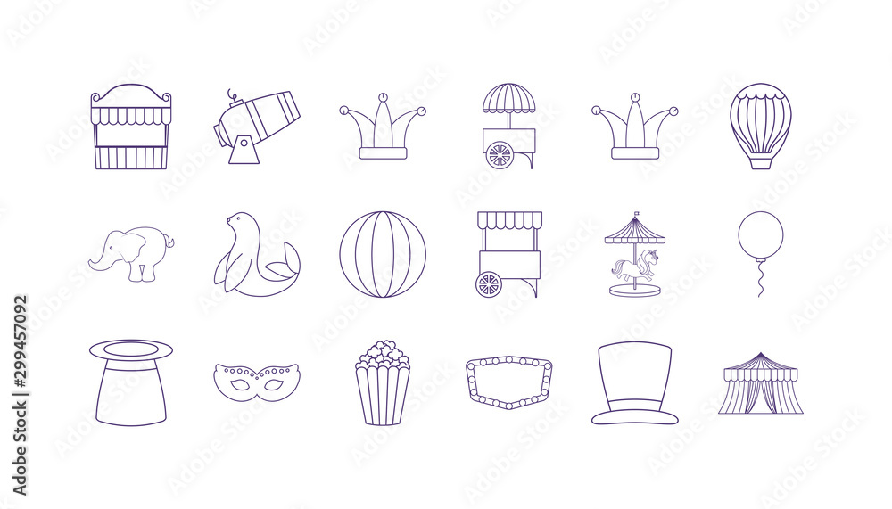 Variety festival icon set pack vector design