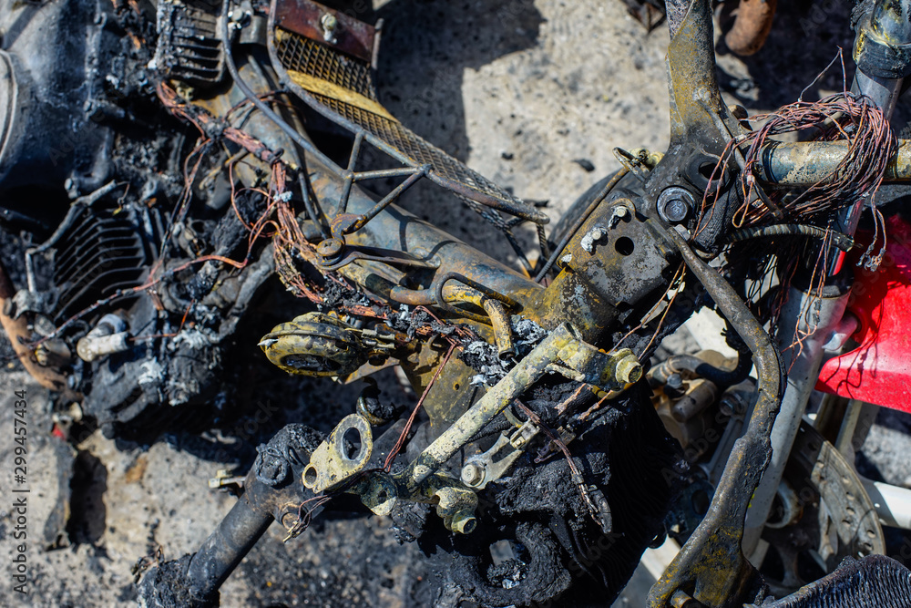 Motorcycle was burned from the arsonist of the terrorists