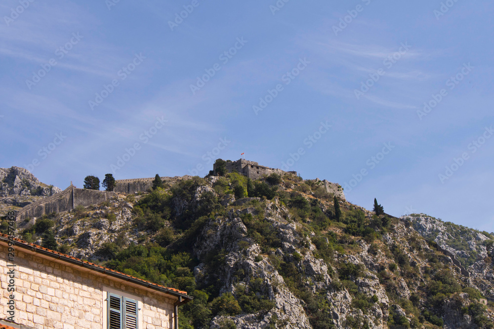An old fortress on top of a mountain.