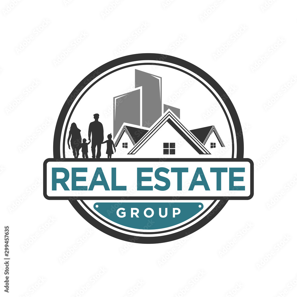 Vintage real estate logo design classic style, home house family silhouette element building 