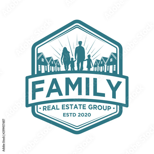 Vintage real estate logo design classic style, home house family silhouette element building 