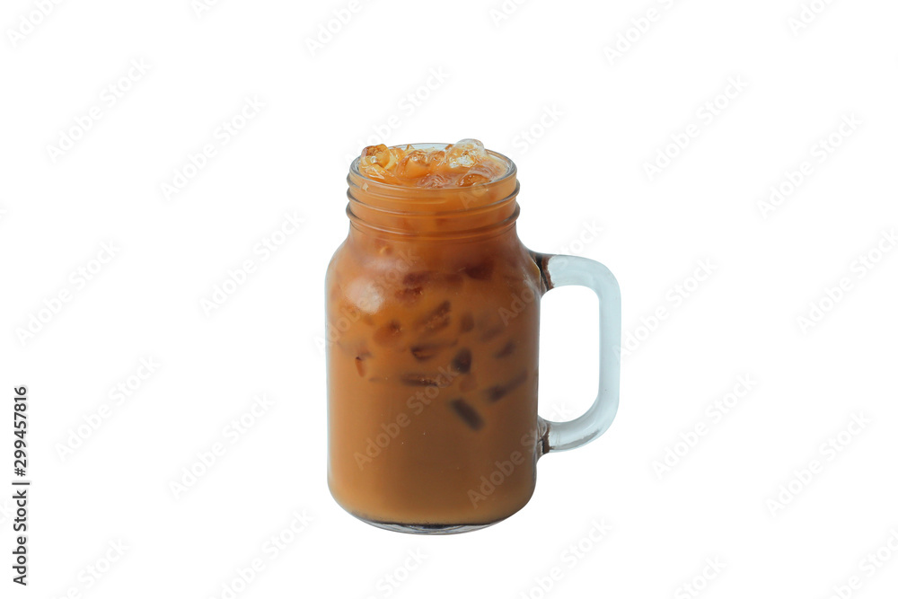 Isolate Iced coffee in glass on white background Isolate Iced coffee in glass on white background