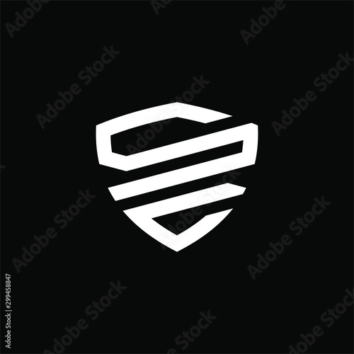 Initial letter S C logo template with modern geometric shield symbol flat design illustration