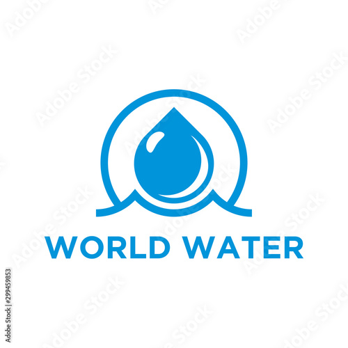 World water nature droplet blue environment simple minimalist design icon.