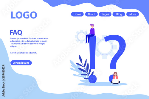 FAQ vector banner. Vector illustration for web page, flyer, poster or advert.