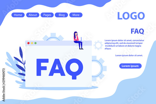 FAQ vector banner. Vector illustration for web page, flyer, poster or advert.