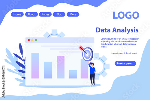 Data analyses vector banner. Vector illustration for web page, flyer, poster or advert..