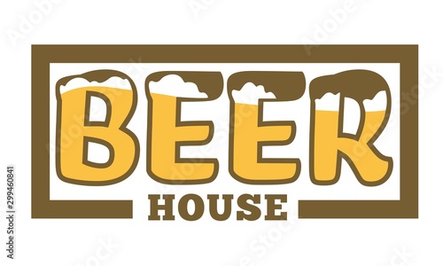 Beer house isolated icon with lettering craft alcohol drink