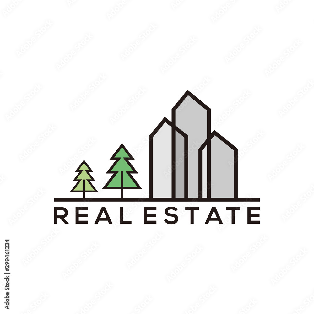 Fototapeta premium Real estate building logo - house building contractor identity window roof home improvement