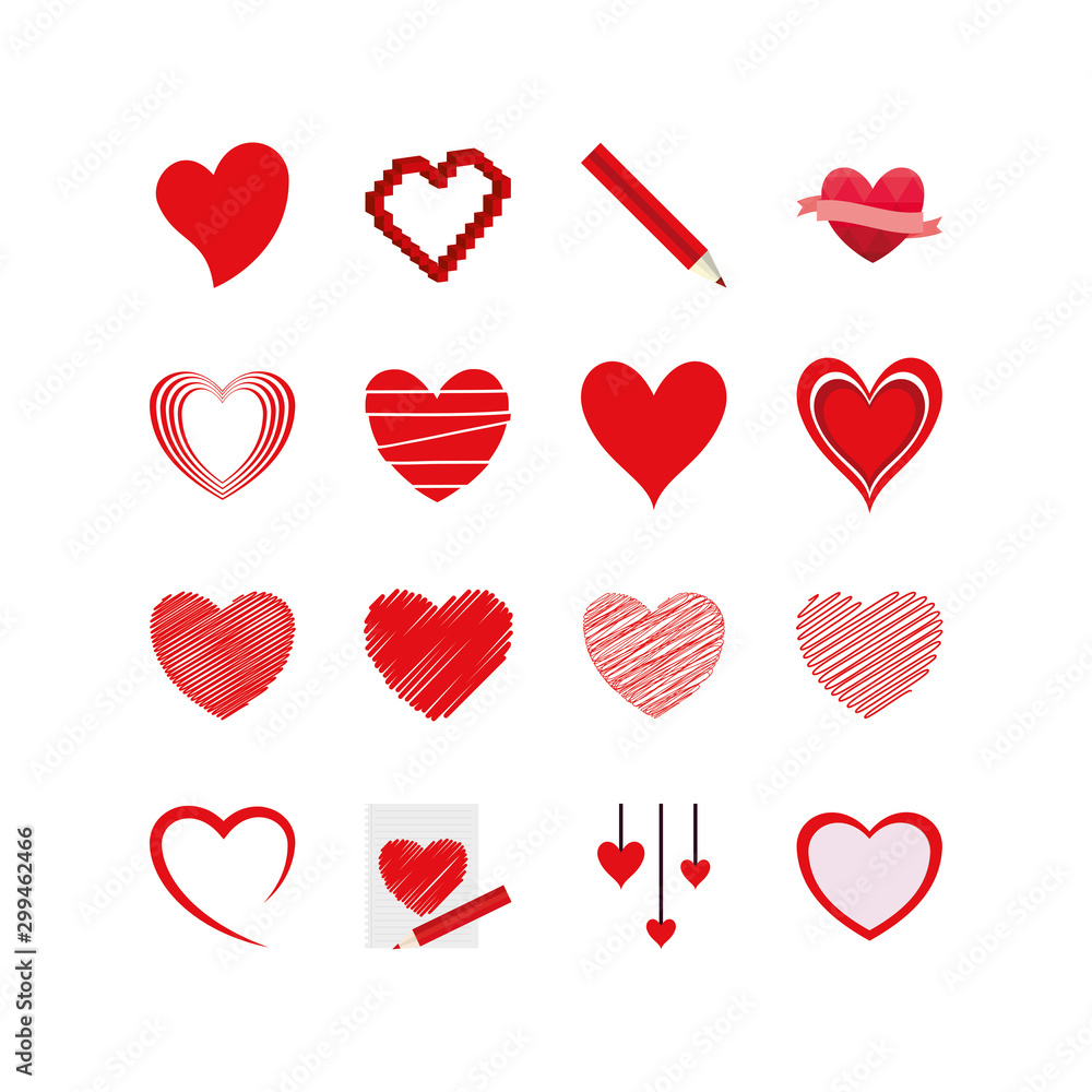 Isolated heart shape icon set vector design