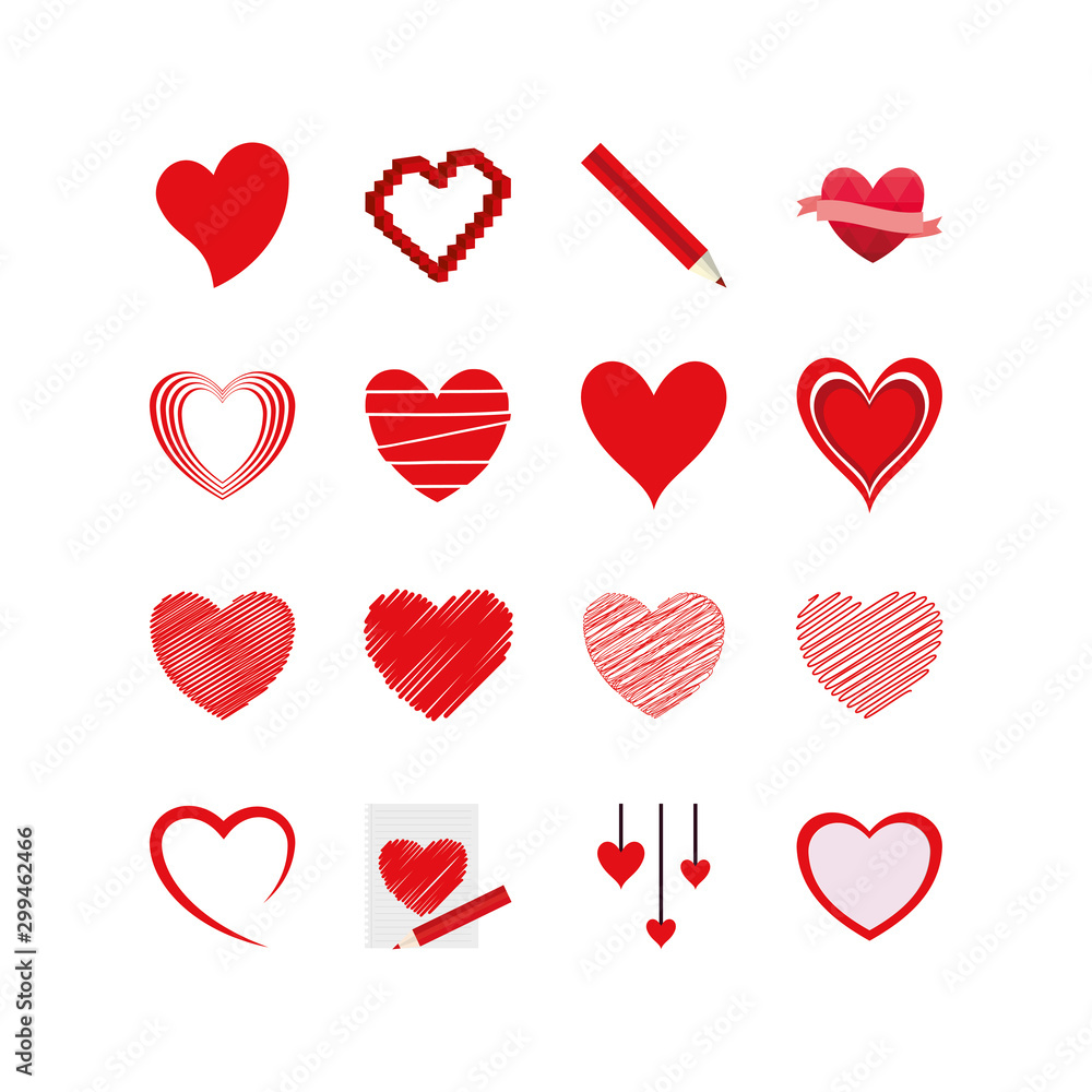 Isolated heart shape icon set vector design Isolated heart shape icon set vector design