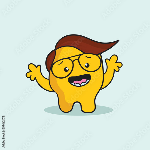 cute character cartoon logo and abstract logo - Vector illustration of a funny monster