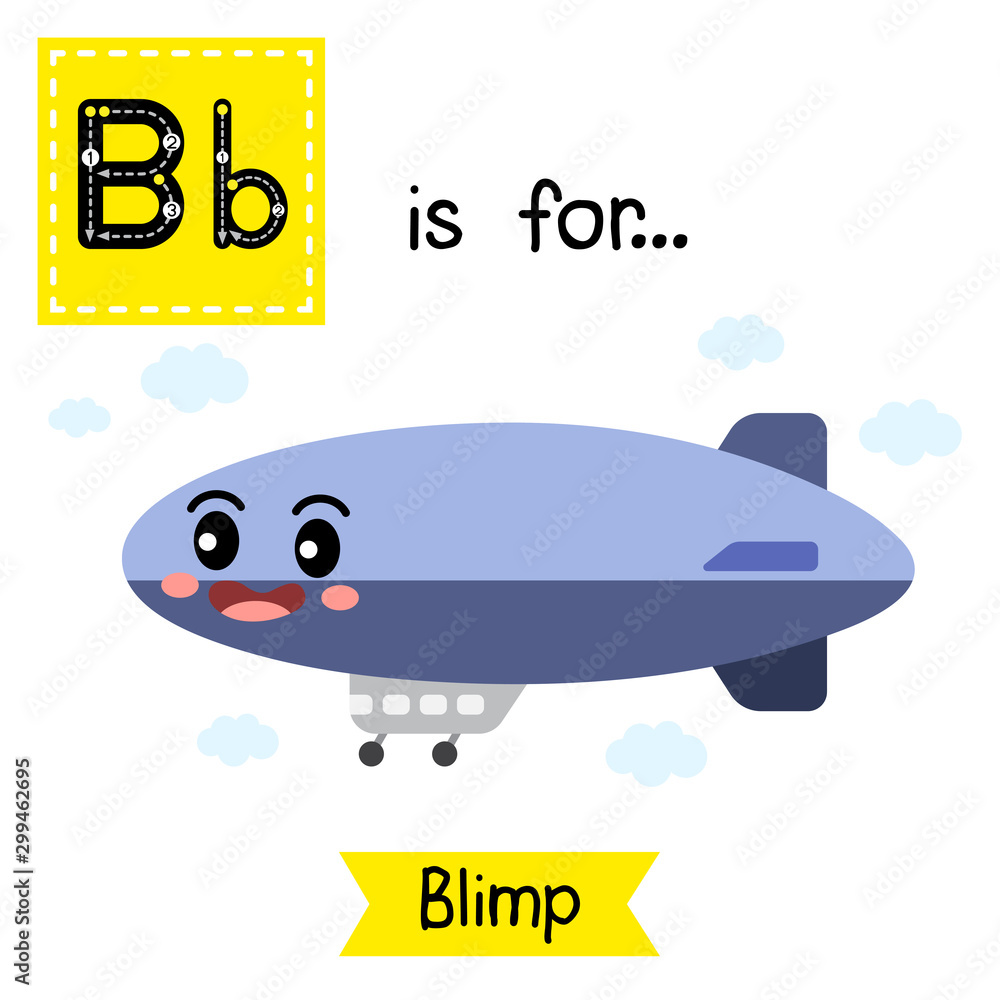 Letter B tracing. Blimp Letter B tracing. Blimp