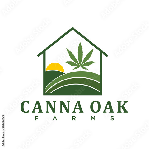 Cbd Cannabidiol logo for legal treatment, active ingredient plant