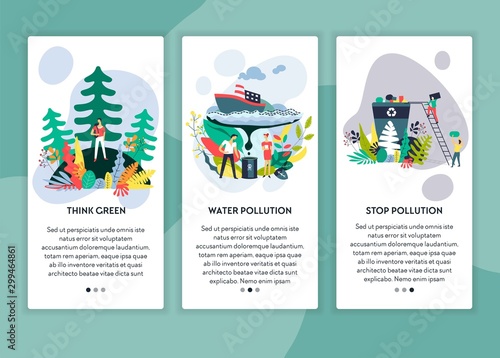 Think green water pollution and stop contamination web pages templates