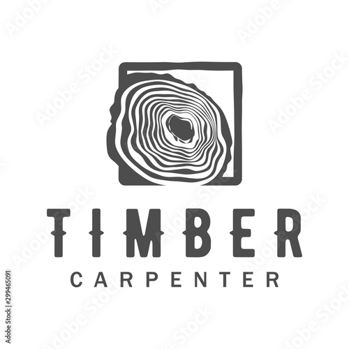 Carpenter industry logo design - wood log fiber woodwork