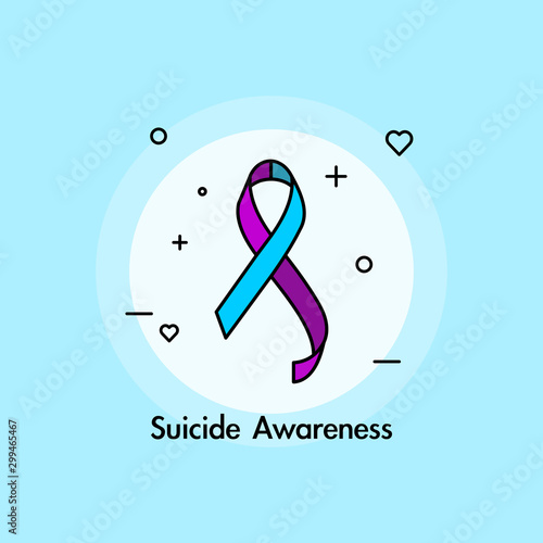 Teal purple ribbon for suicide prevention / awareness. 