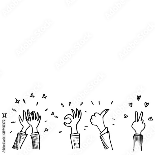 doodle sketch style applause on white background.hand drawn of applause. design element hand drawn.