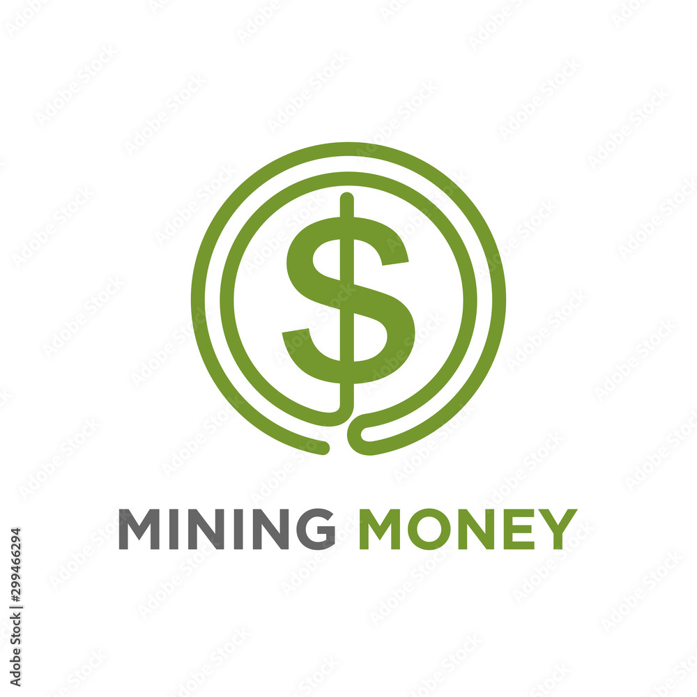 Mining money dollar currency financial consulting business logo, modern simple design, green logo money icon Mining money dollar currency financial consulting business logo, modern simple design, green logo money icon