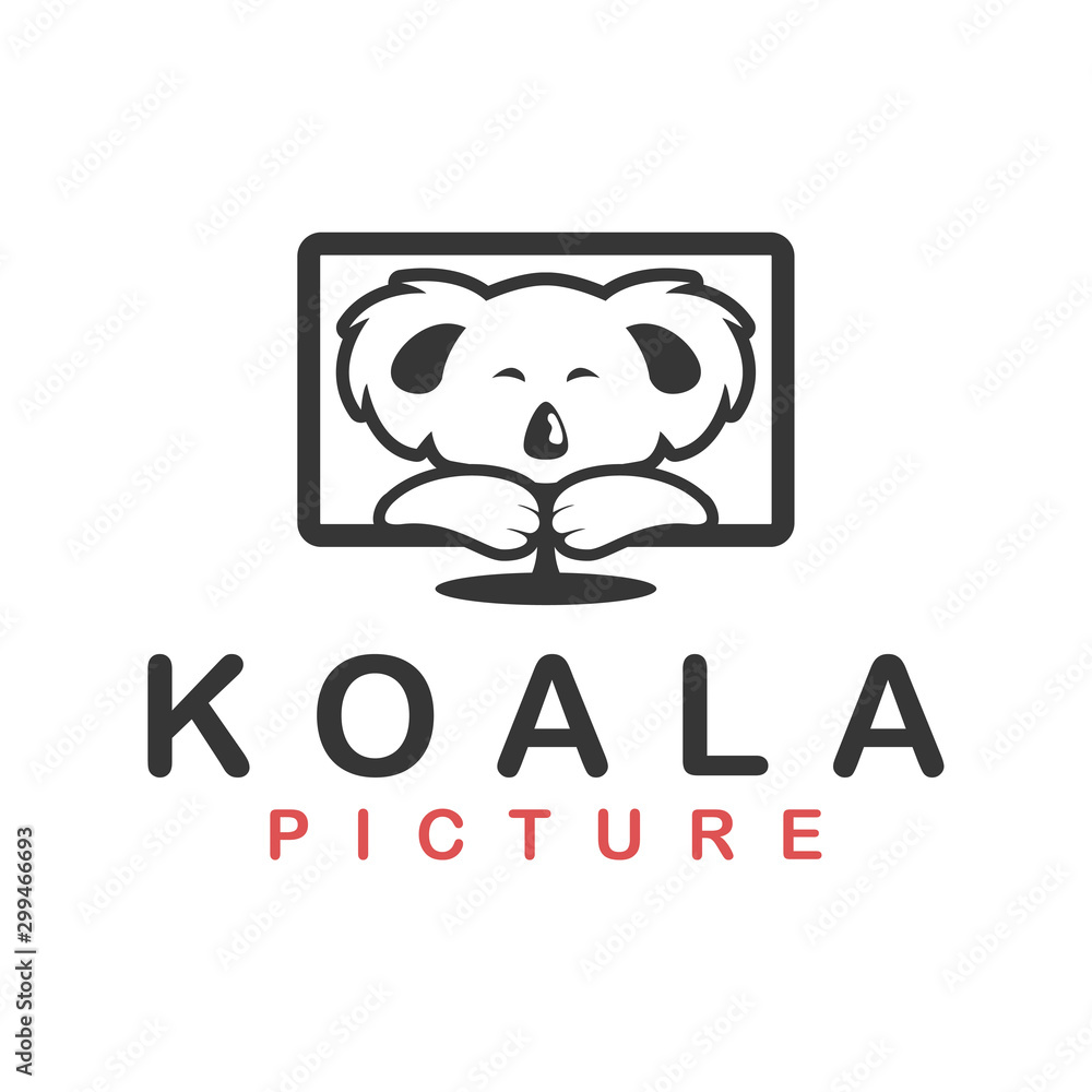 Koala picture in led monitor display modern cute animal logo Koala picture in led monitor display modern cute animal logo