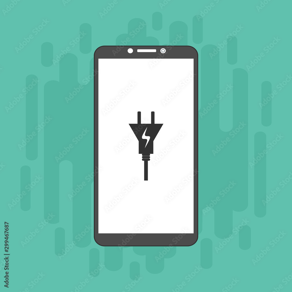 Power plug, power supply, charge smartphone vector icon Flat illustration Power plug, power supply, charge smartphone vector icon Flat illustration