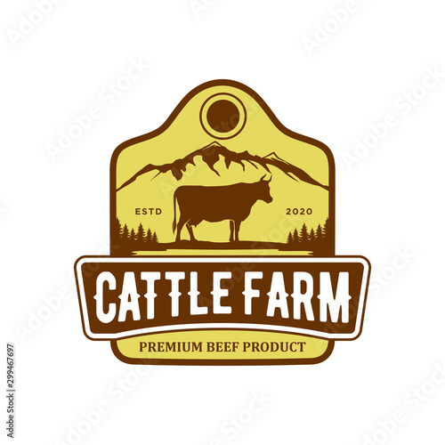 Cattle farm logo design - angus cow farm, butcher logo