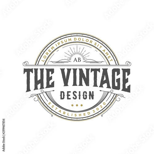 Label logo vintage style minimalist design for product food and drink, cafe restaurant modern classic, brand identity design.