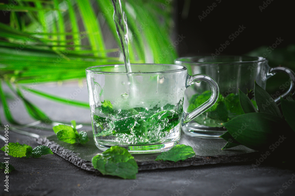 Hot herbal tea with mint Hot herbal tea with mint