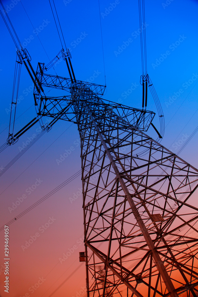 Wire electrical energy at sunset Wire electrical energy at sunset