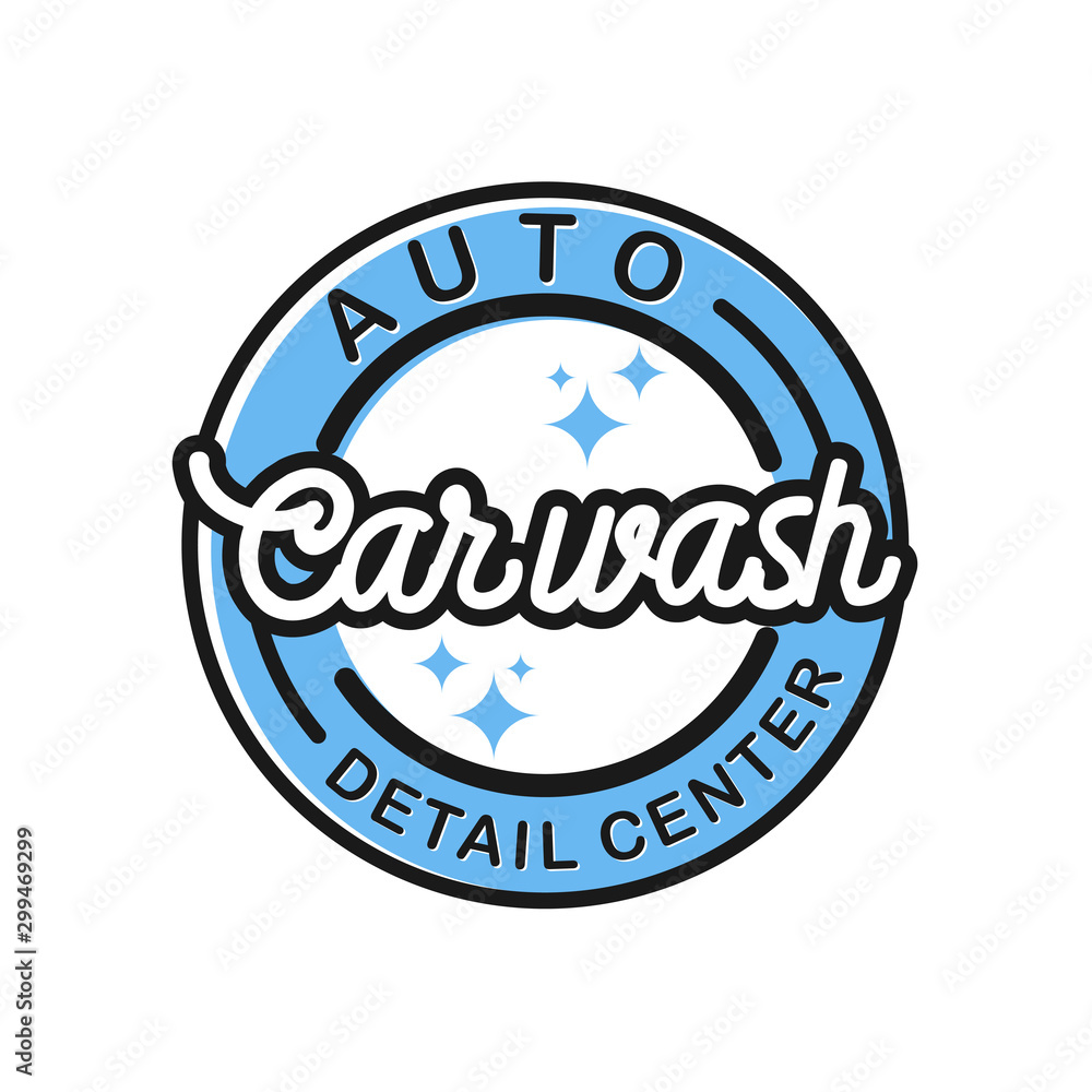 Carwash logo autombile detailing care. simple minimalist badge circle design.