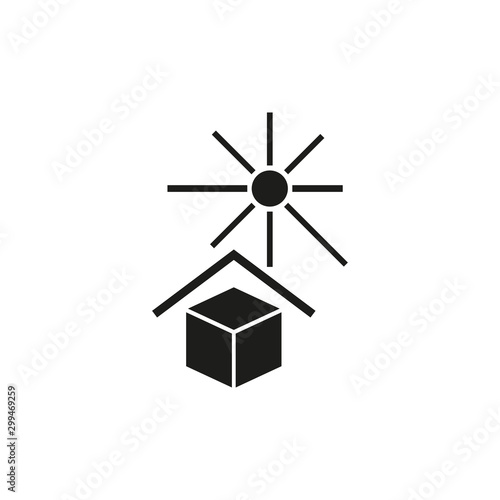 Protect from sunlight sign. Vector illustration, flat design.