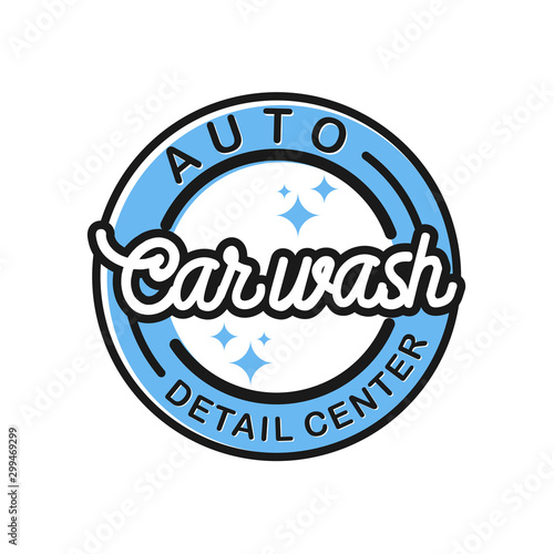 Carwash logo autombile detailing care. simple minimalist badge circle design.