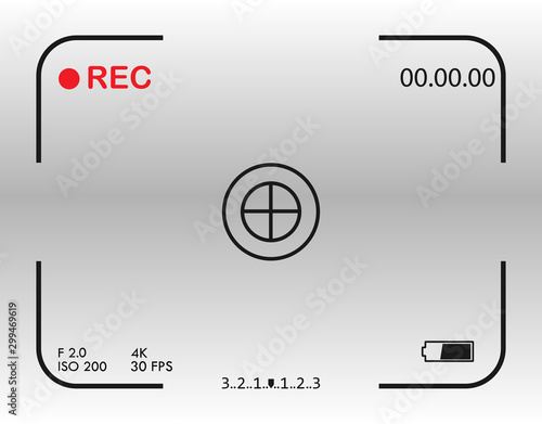Camera frame viewfinder screen. Vector illustration. flat