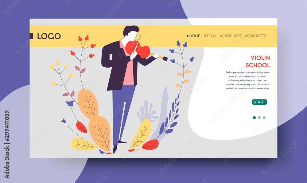 Violin school music education web page template Violin school music education web page template