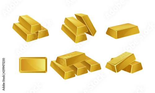 Set of gold bars. Vector illustration on a white background.
