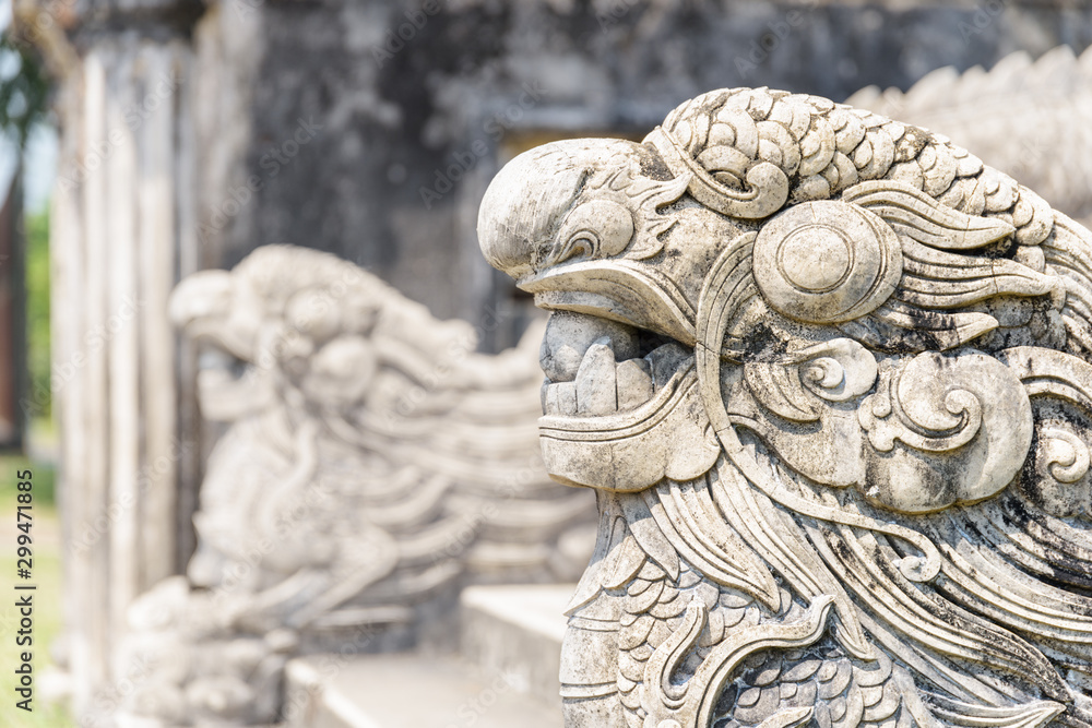 Beautiful stone sculptures of dragons at the Imperial City, Hue Beautiful stone sculptures of dragons at the Imperial City, Hue