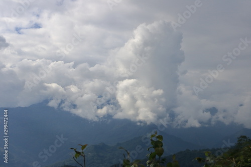 Mountain landscape with cloudy sky in Sikkin, India photo