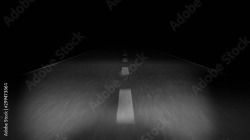 Fast driving on the road at night seamless loop. 4K animation