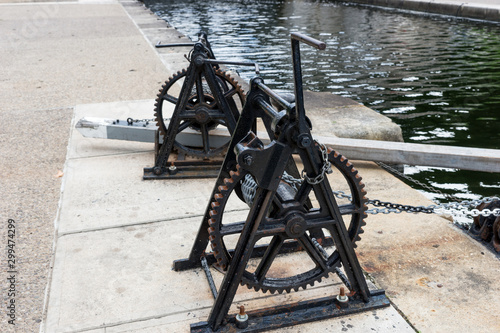 Winding mechanism Rideau Canal locks in Ottawa. Ontario. Canada